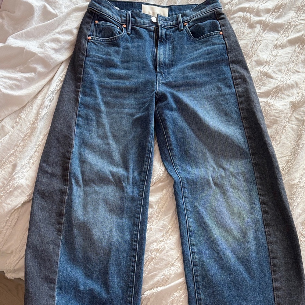 MOTHER Two-Tone Blue Straight Leg Jeans